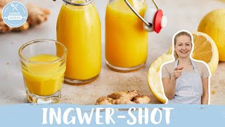 IngwerShot selber machen 💪🍋  ohne Entsafter  IngwerKurkumaShot  Einfach Backen [upl. by Ateuqahs]