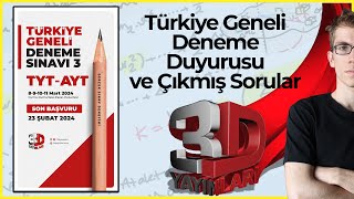 Türkiye Geneli 3 TYTAYT Deneme Sınavı Duyurusu ve Çıkmış Soru Çözümleri 3D Yayınları [upl. by Elinet]