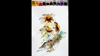 How to paint loose flowers in watercolor step by step painting tutorial for beginners simple art [upl. by Llenehc745]