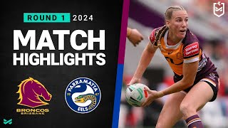 NRLW 2024  Broncos v Eels  Match Highlights [upl. by Meris88]