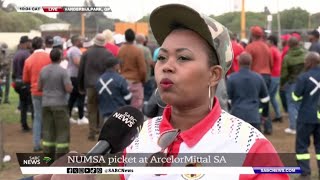 NUMSA members picket outside ArcelorMittal offices [upl. by Siurtemed605]