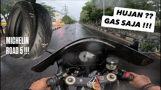 373 — BAN BARU LANGSUNG COBA BASAHBASAHAN  MICHELIN ROAD 5  GSX R 1000  MOTOVLOG INDONESIA [upl. by Dray900]