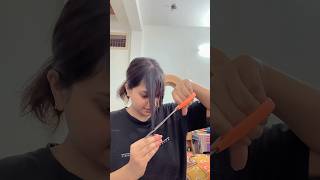 Cutting curtain bangs at home✂️ curtainbangtutorial cuttinghair haircutathome haircut hair [upl. by Kliman]