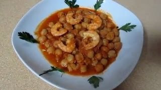 GARBANZOS CON LANGOSTINOS  RECETA FÁCIL Y RÁPIDA [upl. by Inva]