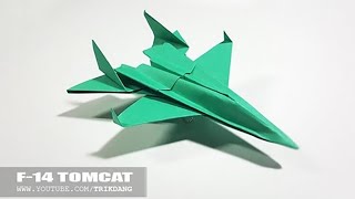 BEST ORIGAMI PAPER JET  How to make a paper airplane model  F14 Tomcat [upl. by Eyar272]