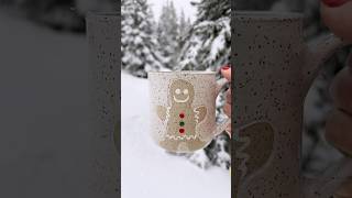 This gingerbread came out so cute pottery ceramics gingerbread christmasmug holidaydecor snow [upl. by Norret]