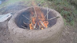 Making a primitive lime burning kiln [upl. by Schifra572]