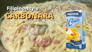 Creamy Carbonara Filipino Style  Carbonara with Costing  Pinoy Style Carbonara Pasta Recipe [upl. by Ellehsyt]