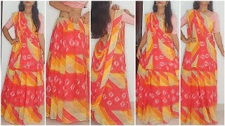 How to drape simple saree in lehenga style  saree tutorial  lehenga style saree draping [upl. by Ajup]