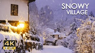 4K HDR Snowy Village  Peaceful Snowing at Dusk  Winter in Bulgaria  Relaxing Snowfall Video [upl. by Verdi193]