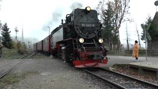 Brockenbahn  Einfahrt Dampfzug von Drei Annen Hohne nach Schierke [upl. by Berkie]