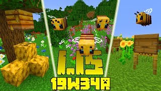 Minecraft 115 Snapshot 19w34a Co Nowego Pszczoły Miód Plastry Miodu Ule i Gniazda [upl. by Worden]