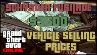 GTA V Online  Vehicle Selling Prices  Schyster Fusilade 3600 [upl. by Dove]