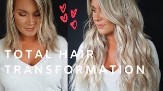 HANDTIED WEFT EXTENSION INSTALLATION  TOTAL HAIR TRANSFORMATION  SHORT TO LONG HAIR [upl. by Attenra846]