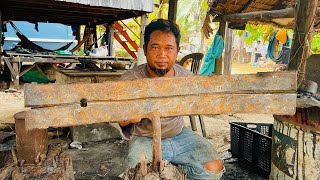 Knife Making  Forging A Powerful Machete From The Leaf Spring [upl. by Ettedranreb]