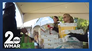 Mobile pantry distributes free food in West Baltimore [upl. by Weikert]