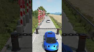 Cars 10 barrier 2 bollard chain crash shortscargamefun [upl. by Lorie]