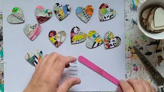 Wood Inspirational Word Collage Hearts made Paper Scraps [upl. by Ramey]