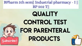 Quality control test for parenteral products [upl. by Rufina]