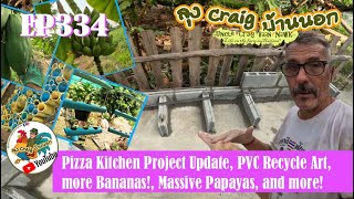 EP334 Pizza Kitchen Project Update PVC Recycle Art more Bananas Massive Papayas and ore [upl. by Wendeline]