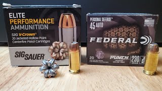 45acp Sig V Crown vs Federal Punch Ballistic Gel Test Is the punch TOO GOOD [upl. by Cayla]