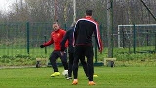 Wayne Rooney Nutmegs David Moyes During Manchester United Training [upl. by Christie]