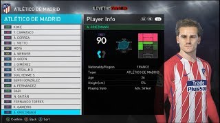 PES 2018  Atletico De Madrid Face amp Player Ratings [upl. by Nahbois857]