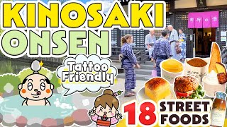 Kinosaki Onsen Japan Street Food Travel Vlog  Tattoo Friendly Onsen [upl. by Chirlin280]