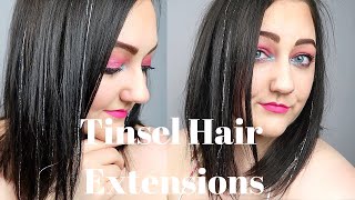 DIY TINSEL HAIR EXTENSIONS  How To  Festival Ready [upl. by Aklog]