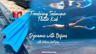 Freediving Dynamic Bifins Technique DYNB in Pool with Molchanovs Silicone training fins Flutter Kick [upl. by Lewellen393]