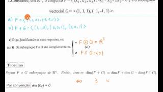 Álgebra  Subespaços Vectoriais Complementares [upl. by Burkhart919]