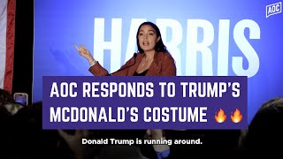 AOC responds to Trumps McDonalds costume  Alexandria OcasioCortez [upl. by Aubrette]