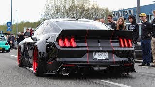 Widebody Bagged Ford Mustang GT  Burnout Accelerations Loud Sounds [upl. by Resay]