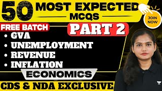 Economics Most Expected Questions for UPSC NDA amp CDS  PART 2  Divya Jha [upl. by Enyamrahs]