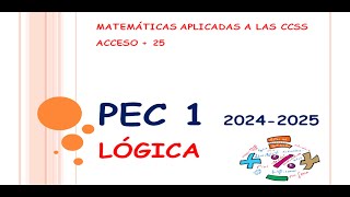 ACCESO PEC 1LÓGICA20242025Matemáticas Aplicadas a las Ciencias SocialesUNED [upl. by Edas]