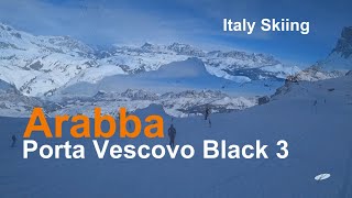 Italy Skiing Arabba Porta Vescovo black 3 [upl. by Carnay]