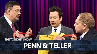 Penn amp Teller Add Their Own Twist to a Classic Donut and Ribbon Trick  The Tonight Show [upl. by Florry137]