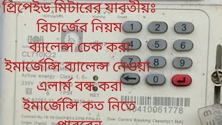 প্রিপেইড মিটার রিচার্জ পদ্ধতি  How to check balance of prepaid meter How to get emergency blance [upl. by Aip]