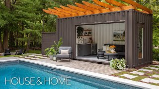 A Shipping Container Pool Cabana Is The Star Of This Backyard Makeover [upl. by Idarb]