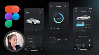 UI Design a Dark Neumorphism Tesla app in Figma from scratch [upl. by Norek514]