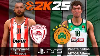 2025 EuroLeague NEW PLAYERS  OLYMPIACOS vs PANATHINAIKOS  EUROLEAGUE 2K25 PS5 4K60 Full Gameplay [upl. by Einwat]