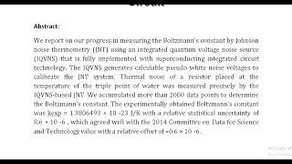 Measuring the Boltzmann’s Constant Using Superconducting Integrated Circuit [upl. by Jac]