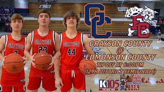 Grayson County Cougar Basketball  Edmonson County 12th District Semifinals [upl. by Noemis]