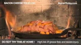 Bacon Cheese Yule Log in the Fireplace [upl. by Lienad]