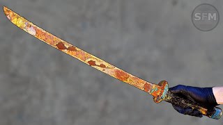 Restoration Old Rusty Japanese KATANA Sword [upl. by Carolan]