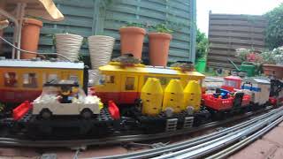 lego 12v train layout outside 80s 7740 7750 7760 7725 7735 7755 7727 7715 7710 [upl. by Ingunna]