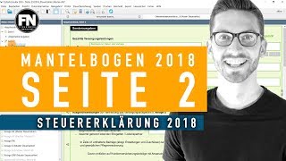 Mantelbogen 2018 Seite 2  Steuererklärung 2018 selber machen  Steuererklärung elster ausfüllen [upl. by Kopans]