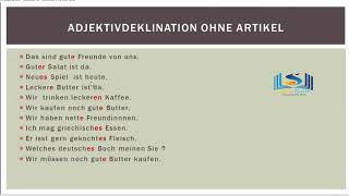 A2 Grammatik Adjektivdeklination ohne Artikel تصريف الصفة بدون اداة قبلها [upl. by Ram]