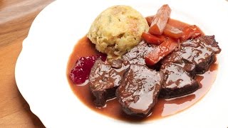 Hirschbraten Rezept mit Soßen Tipps aus der Sterneküche [upl. by Noyar]