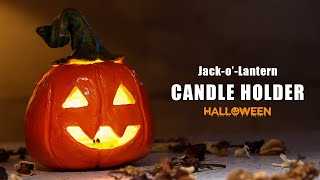 JackoLantern Candle Holder Halloween Clay Craft [upl. by Linzy636]